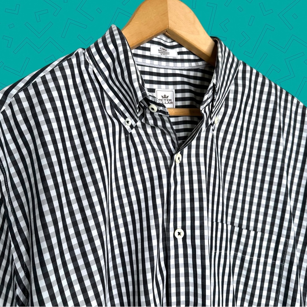 Peter Millar Button Down Gingham Plaid Shirt - image 1